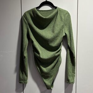 Elegant Olive‎ Women's Crew Neck Sweater material body suit long sleeve